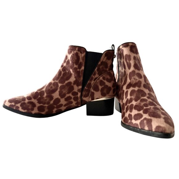 Nine West Hartyn Leopard Print Booties - Sz. 7.5 - Vegan - Never Worn - Picture 1 of 5